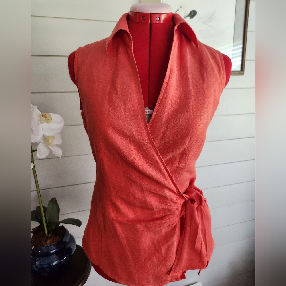 East 5th wrap linen blouse